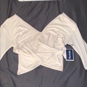 Cross over cropped shirt